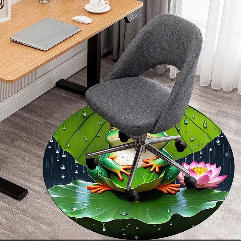 

Frog on Lotus Leaf with Umbrella Waterproof Phone Case CoverRound Non-Slip chair mat chair carpet for office Rugs for Office Decor Gift For Valentine 80cm by 80cm