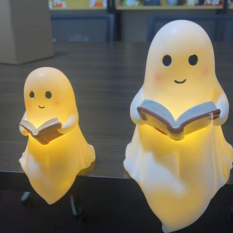 Cute Ghost Reading Lamp Halloween 3D LED Night Light Spooky Desk Light For Bedroom Study Book Lovers Home Office