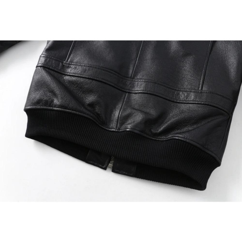 Chinese Size Men Genuine Leather Jacket Quilted Patches100% Cowhide & Natural Fur Collar Flight Coat Aviator Clothing Winter Asian Size M613