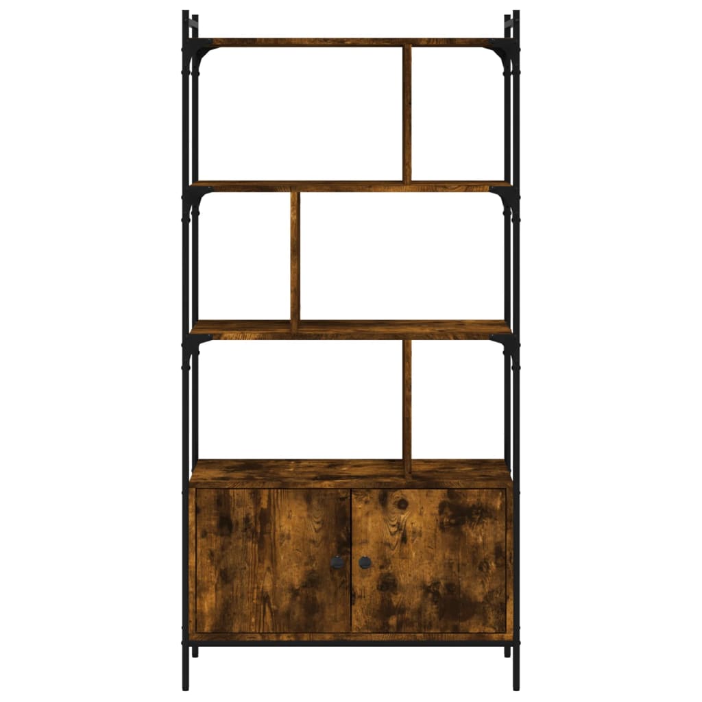 Bookshelf with Door Smoked Oak Finish 76.5 x 30 x 154.5 cm Engineered Wood
