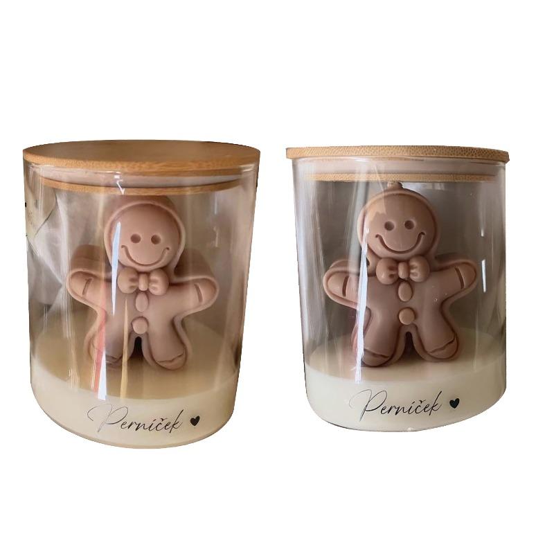 

2pcs Christmas Gingerbread Man Cup Scented Candles Holiday Gifts Home Atmosphere Scented Candles Soybean Mixed Wax