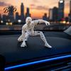 Small Decorative Accents for Cars 3D Printed Hollow Mesh Superhero Figurine, Creative Spider Style Action Pose Character Statues Desktop Ornament,