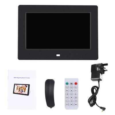 7 Zoll 1024*600HD Digitaler Foto Bilderrahmen Wecker Player Album Fernbedienung Schwarz