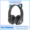 CVC6.0 Wireless Headphone Cute Cat Ear Earphones Low Latency HiFi Stereo Music With Microphone Headset Glowing For Children