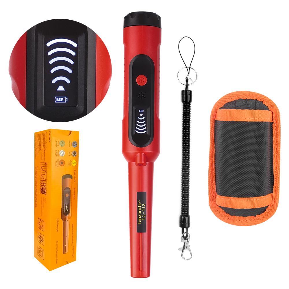 Ручной металлоискатель TC-112 360° Подземный сканер Высокая чувствительность Водонепроницаемый Для поиска сокровищ и досмотра красный