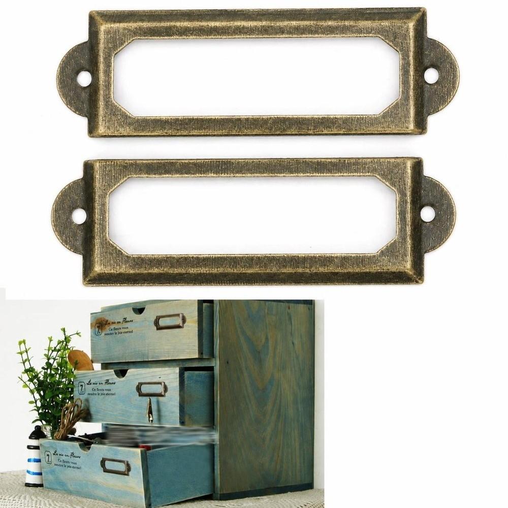 20 Pcs Rectangular Shape Drawer Label Holder Metal Shelf Tag Bracket DIY Furniture Refit