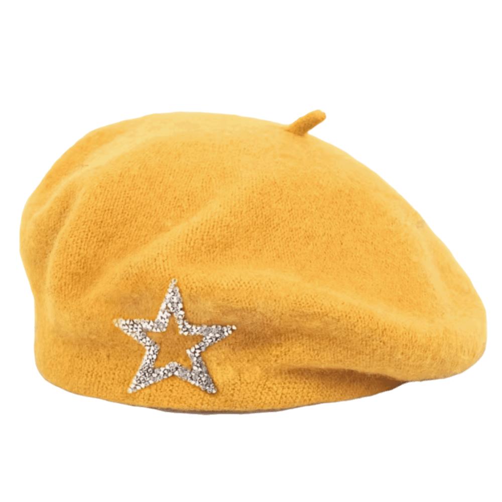 Five-Pointed Star Knitted Painter Hat Soft Beanie Cap Streetwear Wool Beret Autumn