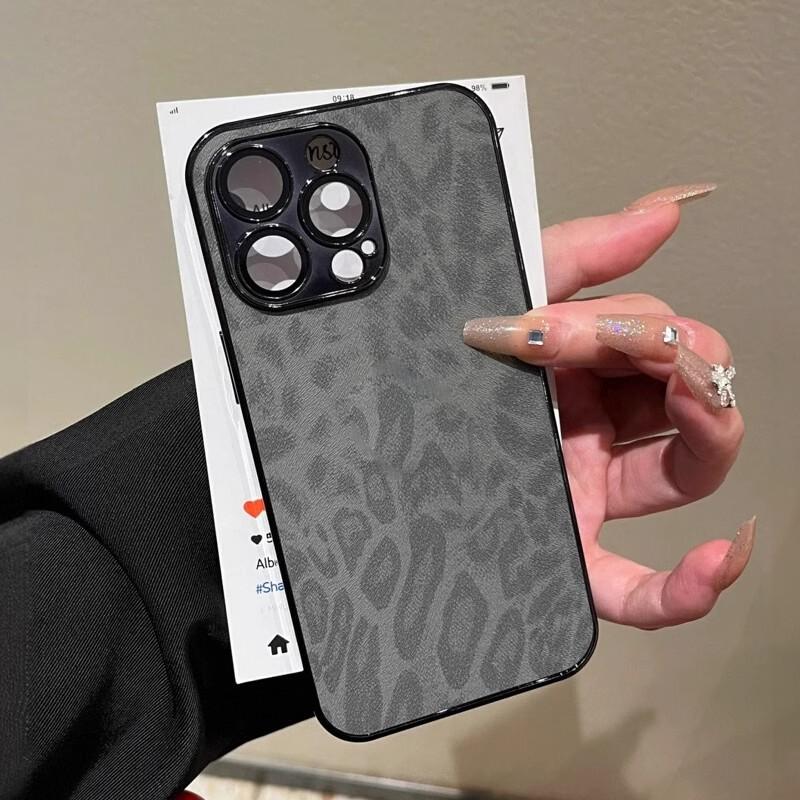 Hochwertige Handyhülle mit Leopardenmuster aus Leder, galvanisiert, passend für iPhone15/14, vollumfassende 13 Schutzhülle