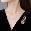 Retro Off-Ear Brooch High-End Female Personality Crystal Leaf Corsage Niche Design Sense Pin Temperament Suit Accessories