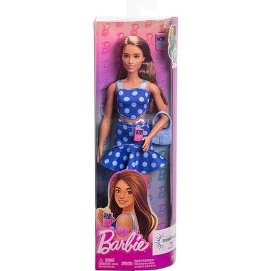 Barbie Fashionista Puppe #242 trägt gepunktete Kleidung Accessoires Typ-1-Diabetes Partnerschaft Breakthrough T1D.