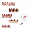 European Trend Almond-Shaped Wearable Nails: 3D Floral & Leopard Print with Gold Plating