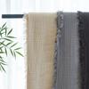 Japanese Style Maillard Four-layer Gauze Tassel Blanket Vintage Wrinkled Texture 100% Cotton Gauze Throw for Sofa Office Home