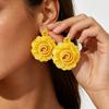 Exaggerated Three-dimensional Flower Hand Woven Personalized Fashionable Earrings with Niche Design for Women's Earrings