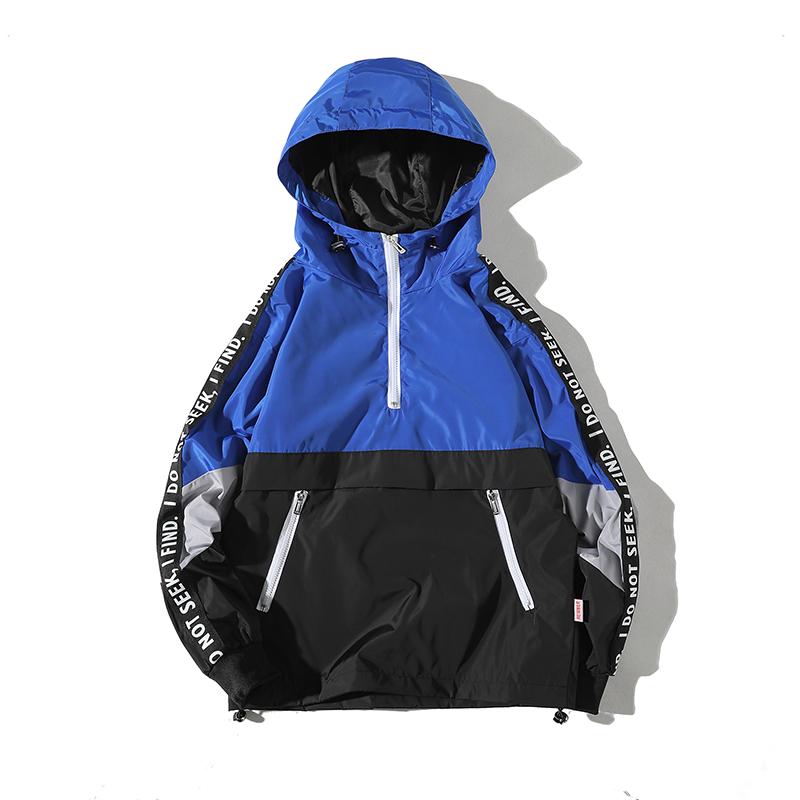 Patchwork Color Block Pulovr Bundy s kapucí Podzimní Zip Tepláky Běžné Bundy Kabáty