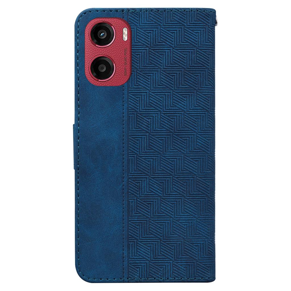 Etui dla Motorola Moto G05 4G/E15 4G Wzór Geometryczny Skórzany Portfel Pokrowiec na Telefon z Paskiem na Nadgarstek