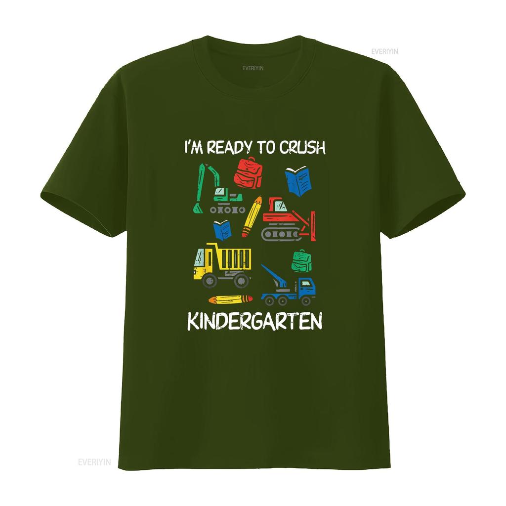 Construction Trucks Im Ready To Crush Kindergarten Boys Kids T Shirt Vintage Washed Graphic Comfortable Stretched Slightly
