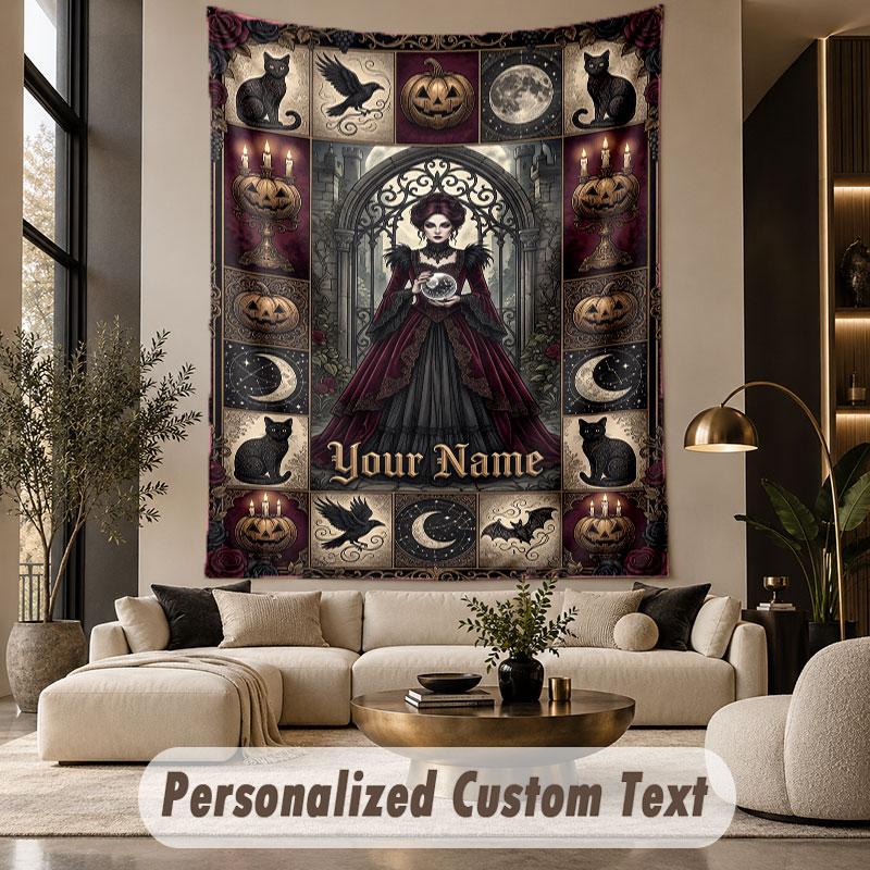 Halloween (14) Theme Custom Tapestry Personalized Custom Name Text Wall Hanging Tapestry Home Decor Background Cloth