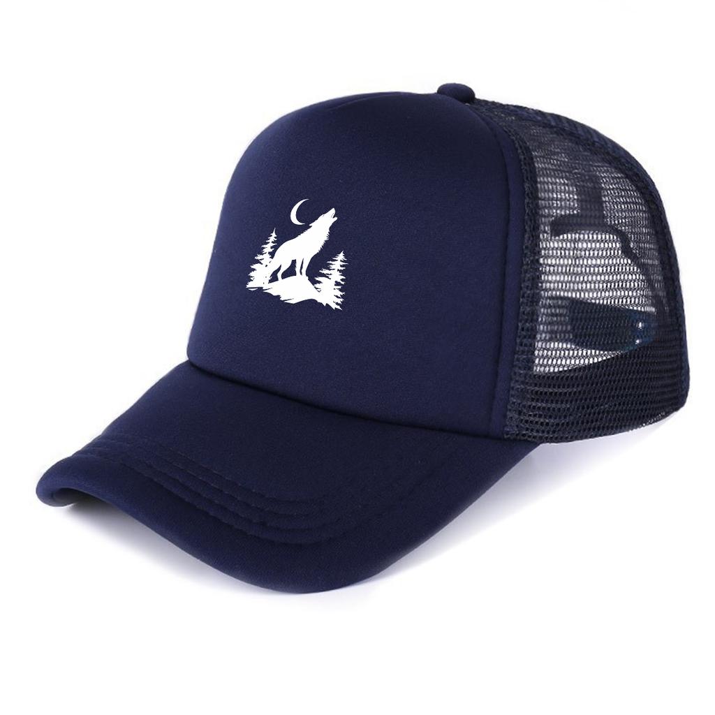 White Wolf Moon Printed Snapback Baseball Cap Adjustable Inelastic Solid Color Sporting Headwear Unisex for Urban Style Camping
