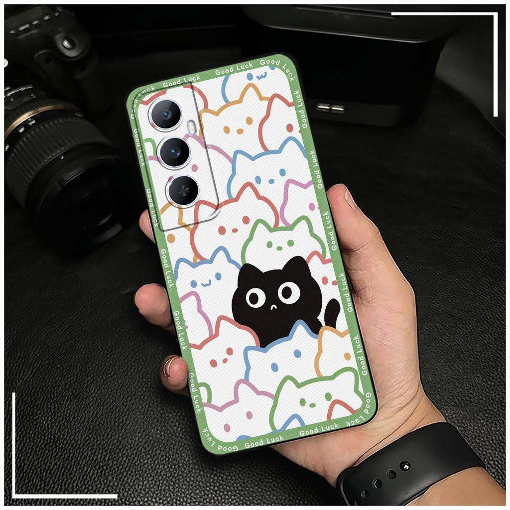 Silicone Back Cover Phone Case For Realme C65 Shockproof Protective Dirt-resistant Phone Pouch Cute Cartoon TPU Graffiti