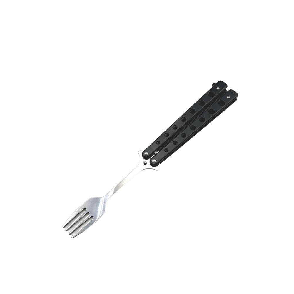 Stainless Steel Butterfly Cutter Style Folding Spoon Rust-proof Portable Spoon Forks Outdoor