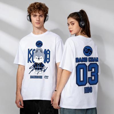 Letnia KPOP KARMA HYUNJIN Kreskówkowy Męski T-shirt Krótki Rękaw Okrągły Dekolt Codzienne Koszulki Ubrania Damska Modna Odzież Codzienne Koszulki Top