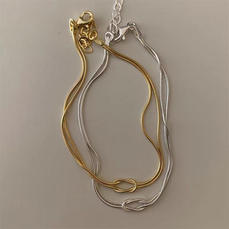 Knoten Schlangenkette Armband aus Edelstahl für Paare Handgefertigtes Knotenarmband Gold Silber Farbe Valentinstags Schmuckgeschenke