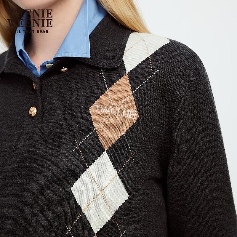 Teenie Weenie Women's Argyle Polo Collar Knitted Sweater