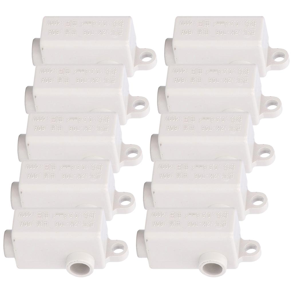 10Pcs T Type Splitter Block 3 Way Inline Junction Connector Box High Power ZKT06 400V 60A