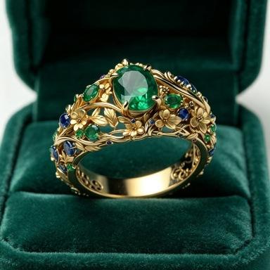 Hollow Carved Flower Inlaid Colorful Zircon Ring for Commuting, Elegant and Luxurious Light Style Ring