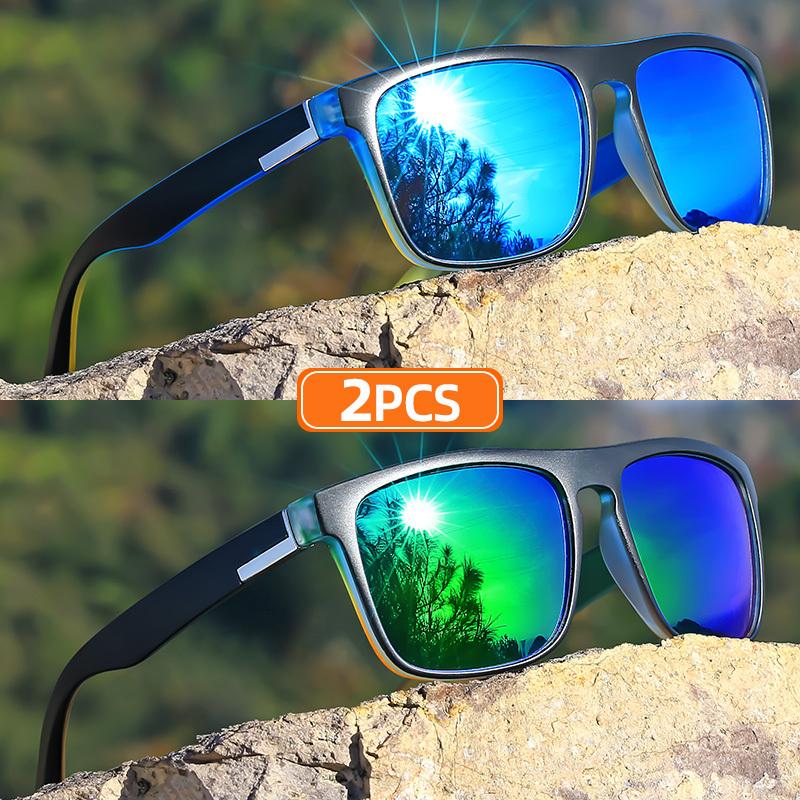 1/2pcs Classic Square Sunglasses for Men Women Gradient-Colored Temples Couple Set UV Protection Fashion