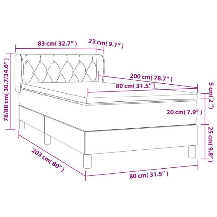 3126441 vidaXL Lit à sommier tapissier avec matelas Taupe 80x200 cm Tissu