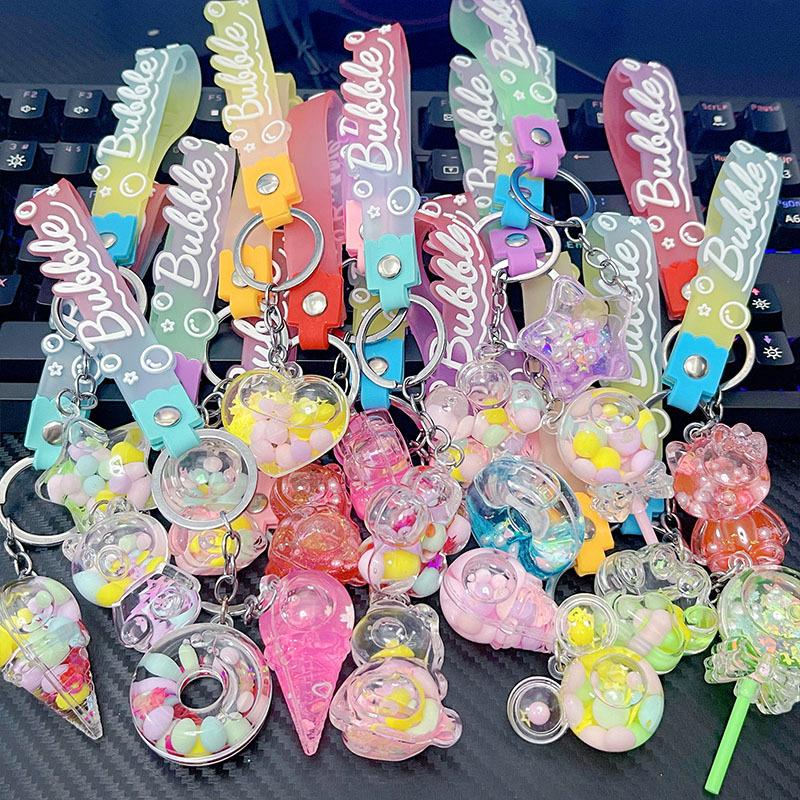 Creative Flowing Sand Acrylic Wishing Bottle Keychain