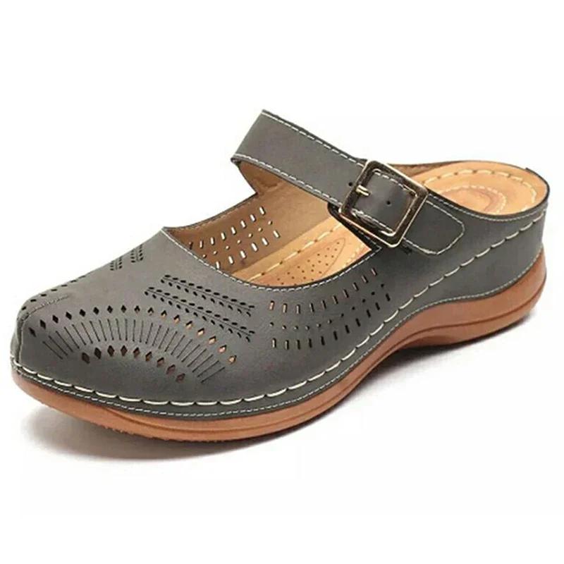 New Women's Flat Shoes Women's Round Toe Closed Toe Sandals Women's Slippers Anti Slip Retro Shoes