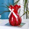 Light Plastic Vase Shatterproof Flower Vase with Ruffled Mouth Dried Flowers Holder with Bow for Bedroom Living Room Table Decor