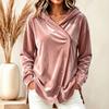 Cardigan con Cappuccio in Velluto Colorato Casual da Donna con Bottoni Asimmetrici sul Davanti Manica Lunga Cappotto Autunno Inverno