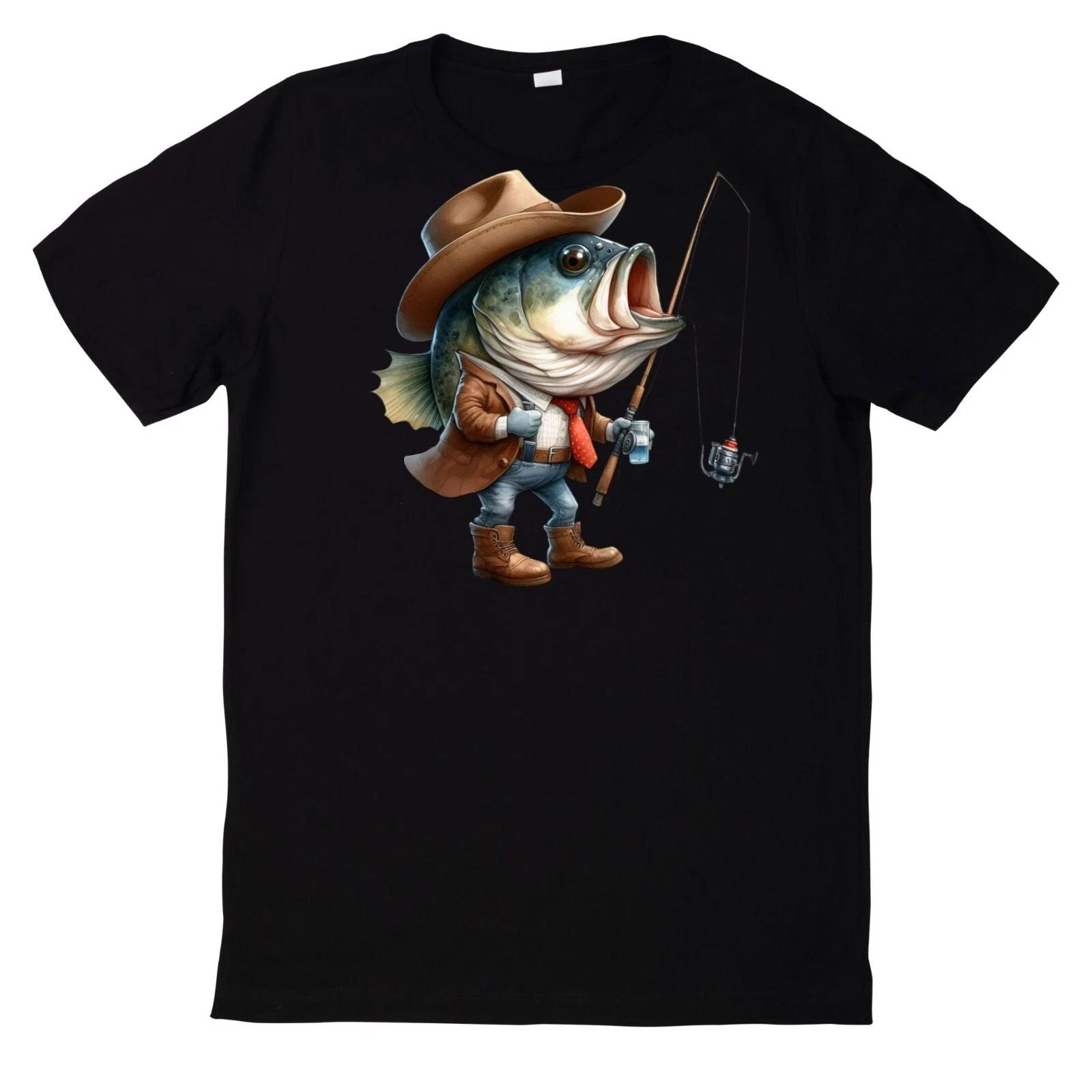 T-Shirt Lustiges Angler Fisch Motiv M
