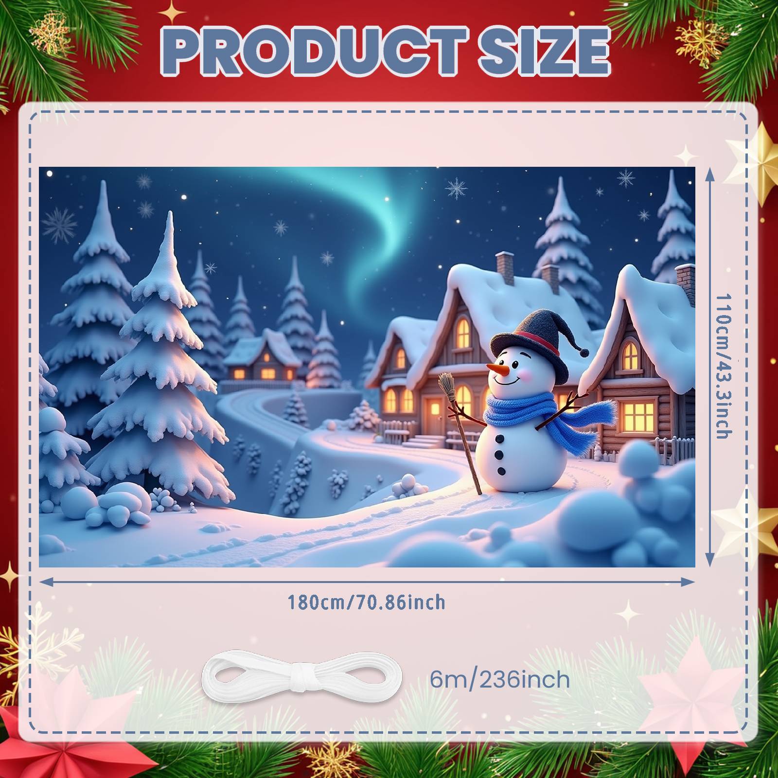 

Xmas Village Banner Cozy Cottages Snowman Backdrop Christmas Background Starry Night Snowy Banner For Christmas Celebration New