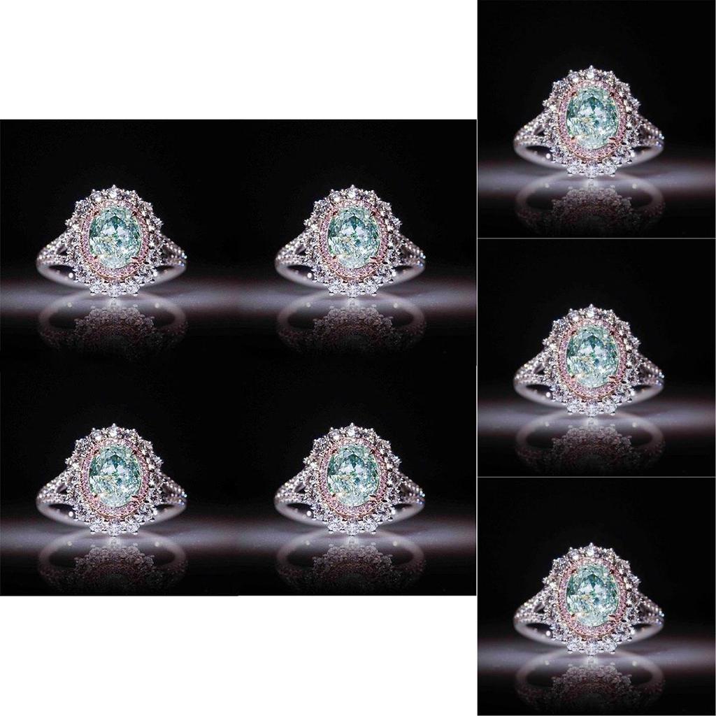 Elegant Female Pink Crystal Rhinestone Ring With Green Topaz For Engagement