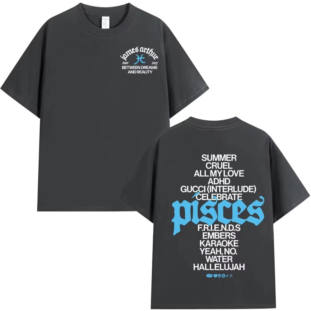 James Arthur The Pisces World Tour Printed TShirt Men Women Fashion Shortsleeved Casual pure Cotton Tshirt Harajuku Top