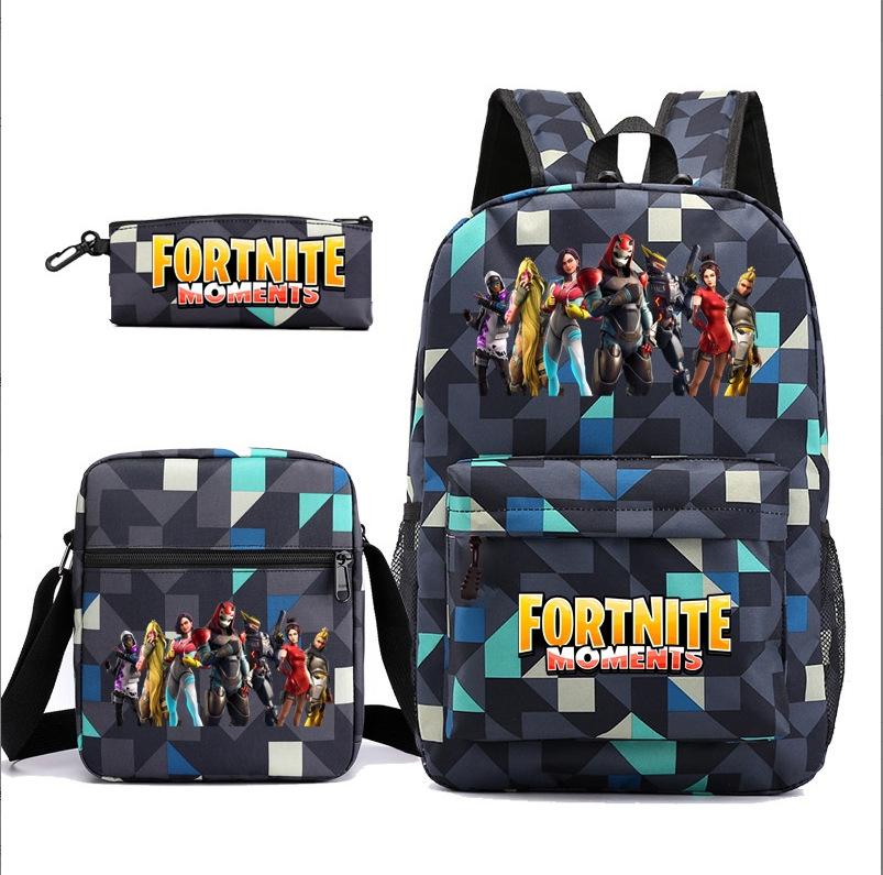 Football Star Teenager Student Schoolbag Ronaldo Pattern Three-Piece Backpack