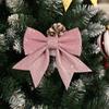 Christmas Decoration Bow Glitter Large Bow Ornament Xmas Tree Festive Holiday Hanging Decor Sparkling Gift Accessory Ornaments