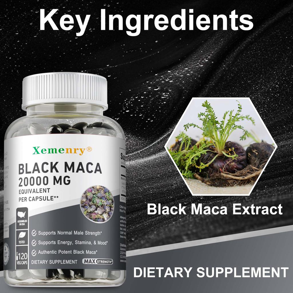 XEMENRY Cápsulas de Suplemento Dietético de Maca Negra - Energía