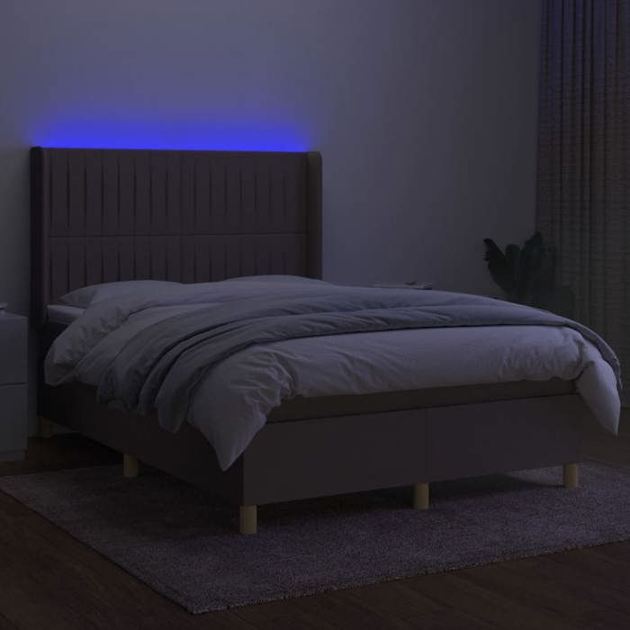 Maison Exclusive - Sommier à lattes de lit matelas et LED Taupe 140x200 cm Tissu