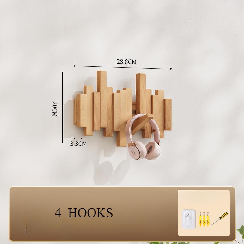 Wandmontierter Klavier-Garderobenständer aus Naturholz, Wandmontage, Klappbarer Wandhakenständer, Garderobenständer für den Eingangsbereich, Hergestellt aus Holz Walnuss, Buchenholz, Wandkunst