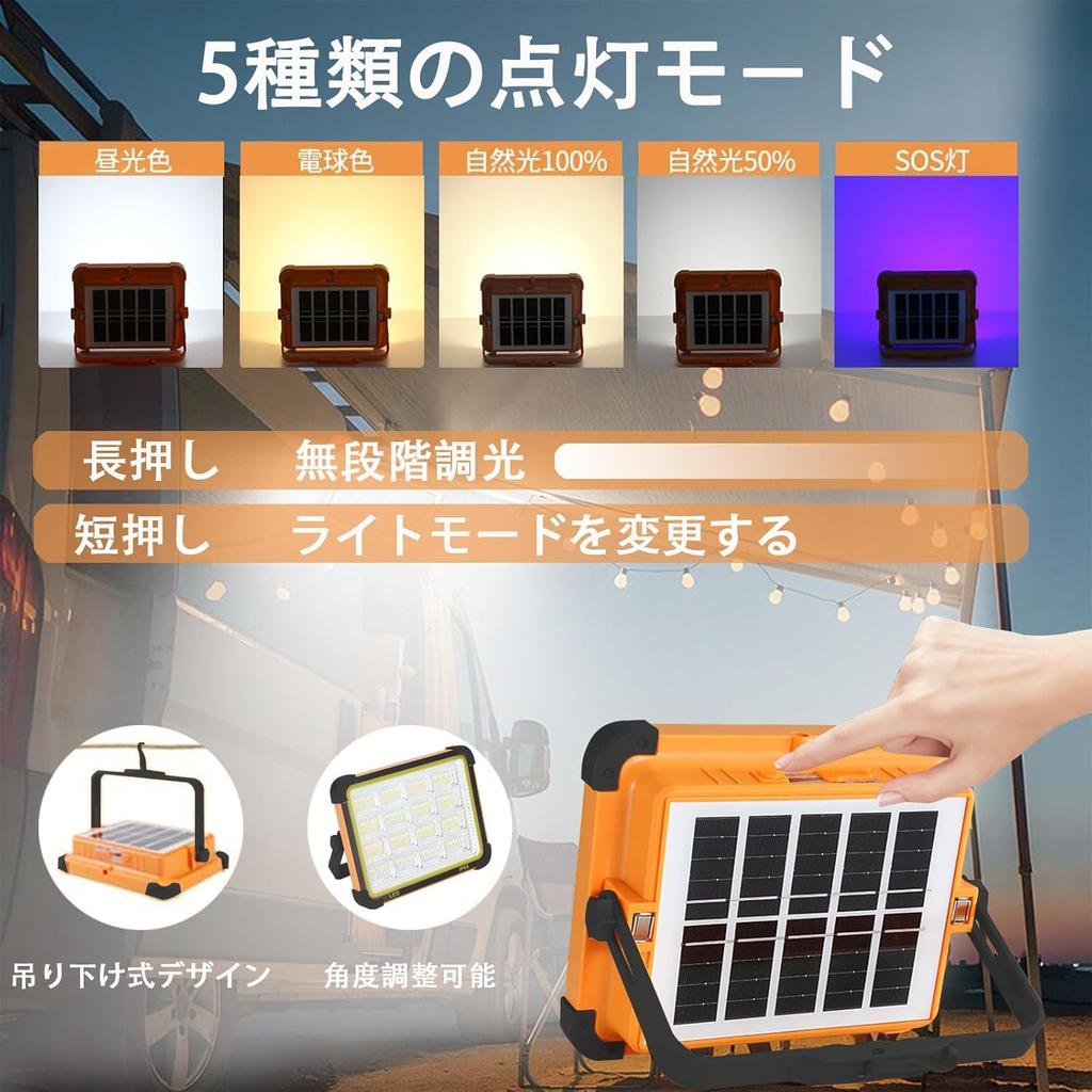 LBFXQ Floodlight, LED 16000mAH200W15000lm Work Light, 5 Lighting Modes, IP66 Waterproof, Solar-PoweredType-C Charging, Magnetic Design, Foldable