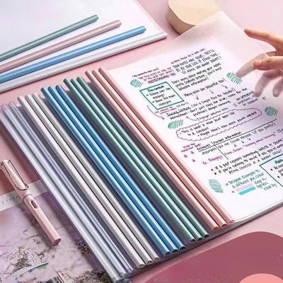 10PCS A4 Folder Transparent Tie Rod Clip Single Page Folder Student File Bag Office Supplies