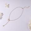 Sweet Bowknot Tassels Pendant Necklace Fashion Pearls Chain Choker Simple Collar Necklace Clavicle Chain Party Jewelry