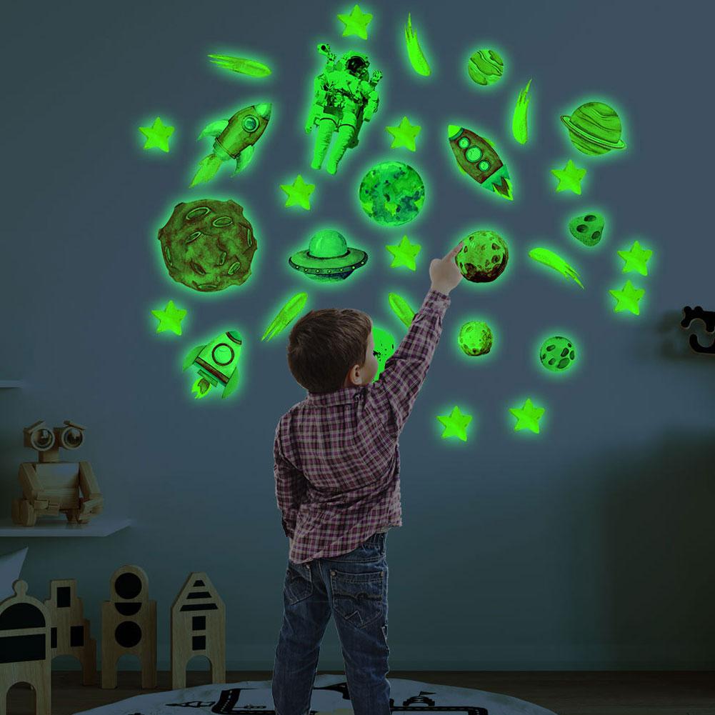 31 Delen DIY Ruimte Ruimteschip Thema Gloeiende Huis Muursticker Lichtgevende Kinderkamer Decoratie