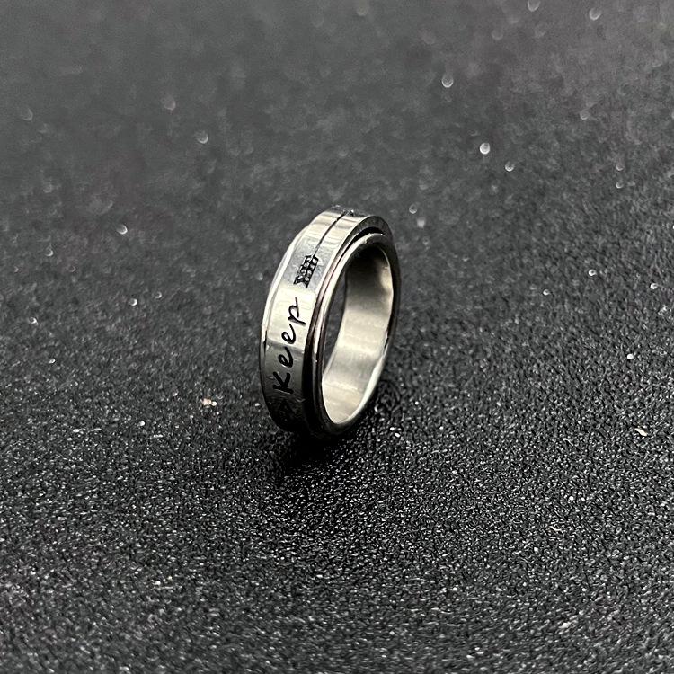 Stainless Steel Rotating Engraving Ring: Fashionable, Durable, Pressure-Reducing Jewelry.
