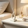Modern Style Home Accessories Abstract Flame Sculpture, 3D Printed Minimalist Art Statue with Square Base, Stylish Entrance Hall Decor Elegant Curved
